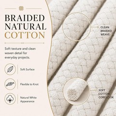 Natural Soft Utility Rope – Braided White Cotton, 100ft x 3/8 Inch for Home Use