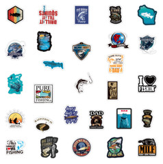 Mix 10 PCs Outdoor Fishing Graffiti Luggage Laptop Notebook Sticker-No Duplicate
