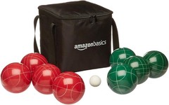 Amazon Basics 100mm Bocce Ball Set 100mm, Green, Red, White