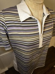 Kerrits Breeze Ice Fil Short Sleeve Shirt Stripped Women Size Large