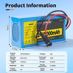 24V Li-ion Battery 5Ah 10Ah For Scooter LED Light String DIY Project