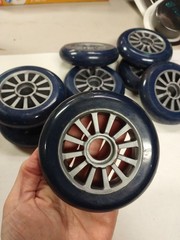 Scooter Wheels 100mm Blue Plastic Hub New Pair of 2 Wheels