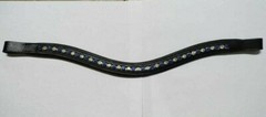Blue/White Clear Crystal Leather Browband For Bridle With Softy Padding.