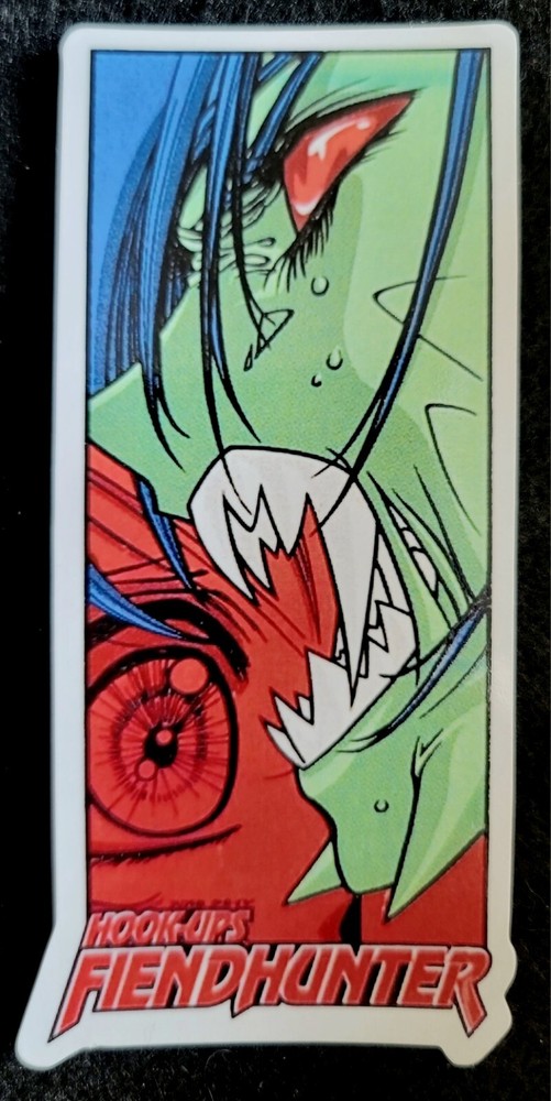 HOOK UPS STICKER VINTAGE STYLE «FIENDHUNTER» 2 1/4 X 4 3/4″ GLOSSY