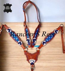 Western Tack Set Horse | Blue Color With Card Tooling Tack Set Cob Size