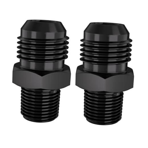 10AN Male Flare to 3/8″ NPT Black Aluminium Straight Fitting STL-10AN-3/8NPT-0
