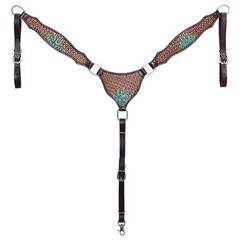 Western Headstall and Breast Collar Set HILASON Tooled Leather Horse Bridle Tack