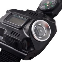 Outdoor Flashlight LED Torch Compass Tactical LED Rechargeable Sport Wrist Watch