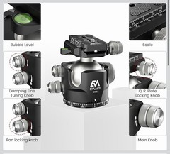 EVUMO DX55 Ball Head with Conversion Kit for BOG DeathGrip Shooting Tripod