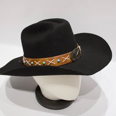 VTG Justin Milano Hat Co. 3X Black 100% Wool Cowboy Hat ~ Size 7 1/8 (56.5cm)