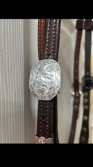 Sterling Silver Overlay Buckles Leather Show Headstall