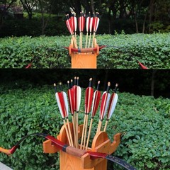 Luoyer 12 Pcs Wooden Archery Arrows Feathers Targeting Longbow Recurve Bow 31″