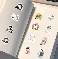 30Pcs Random Cute Cat Meme Kawaii Kitten Animal Cartoon Waterproof Stickers