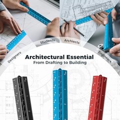 Architectural Scale Ruler: 12″ Imperial Aluminum Alloy Metal Architecture Blue