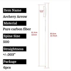 6X 32″ Pure Carbon Arrow Feather SP500 Archery Recurve Bow Compound Bow Hunting