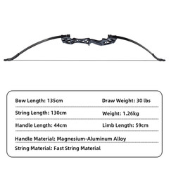 30/40Lbs Takedown Bow 53» Straight Draw Bow Aluminium Alloy Riser Right Hands