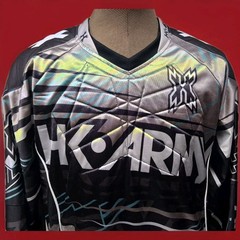 HK Army Paintball Jersey Shirt Men Large Black Sliver Long Sleeve Padded Clean