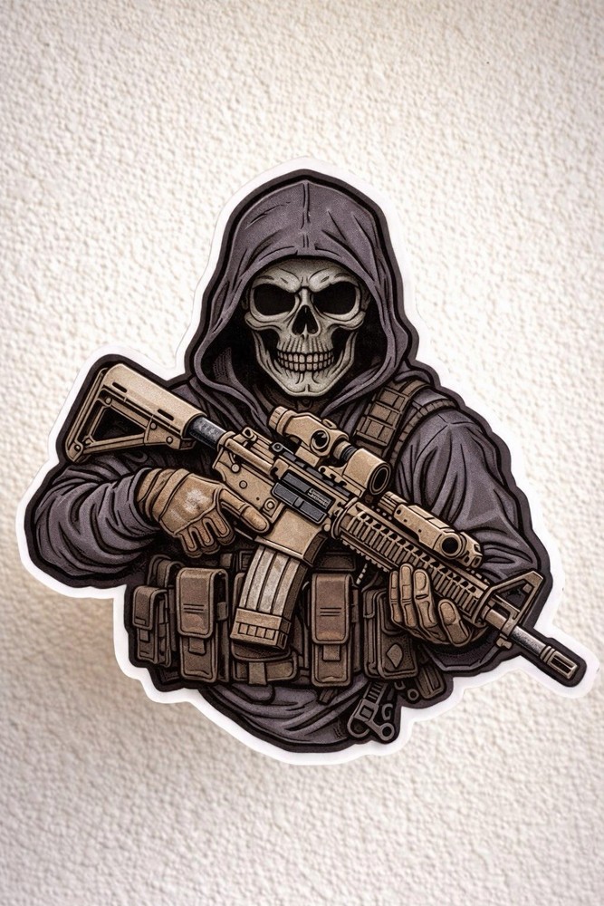 Tactical Military Skull Grim Reaper Sticker AR-15 Decal Death Army Navy Special