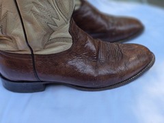 Mens Tony Lama Brown Genuine Ostrich Skin Western Cowboy Boots