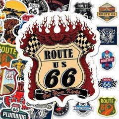 30Pcs Random Route 66 Sign Shaped HighWay Travel Waterproof Stickers