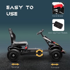 Kids Pedal Go Kart Ride On Car Adjustable Seat Hand Brake Rubber Tires 5-12