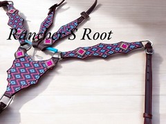 Western Leather Tack Set For Horse | Red Aztec Gladiator Tack Set
