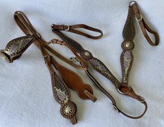 GORGEOUS Custom Crystal & Beaded Tack SET~HEADSTALL~BREAST COLLAR~HAND PAINTED