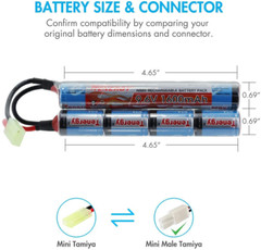 Tenergy 9.6V NiMH Airsoft 1600mAh & 2000mAh Battery Pack with Charger Option Lot