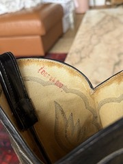 Vtg Tony Lama Black Label 6252 Shrunken Bull Shoulder Cowboy Boots Men’s 10.5D