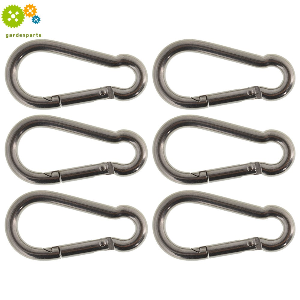 Set Of 6 304 Stainless Steel Spring Snap Hook Carabiner Clip 264Lbs