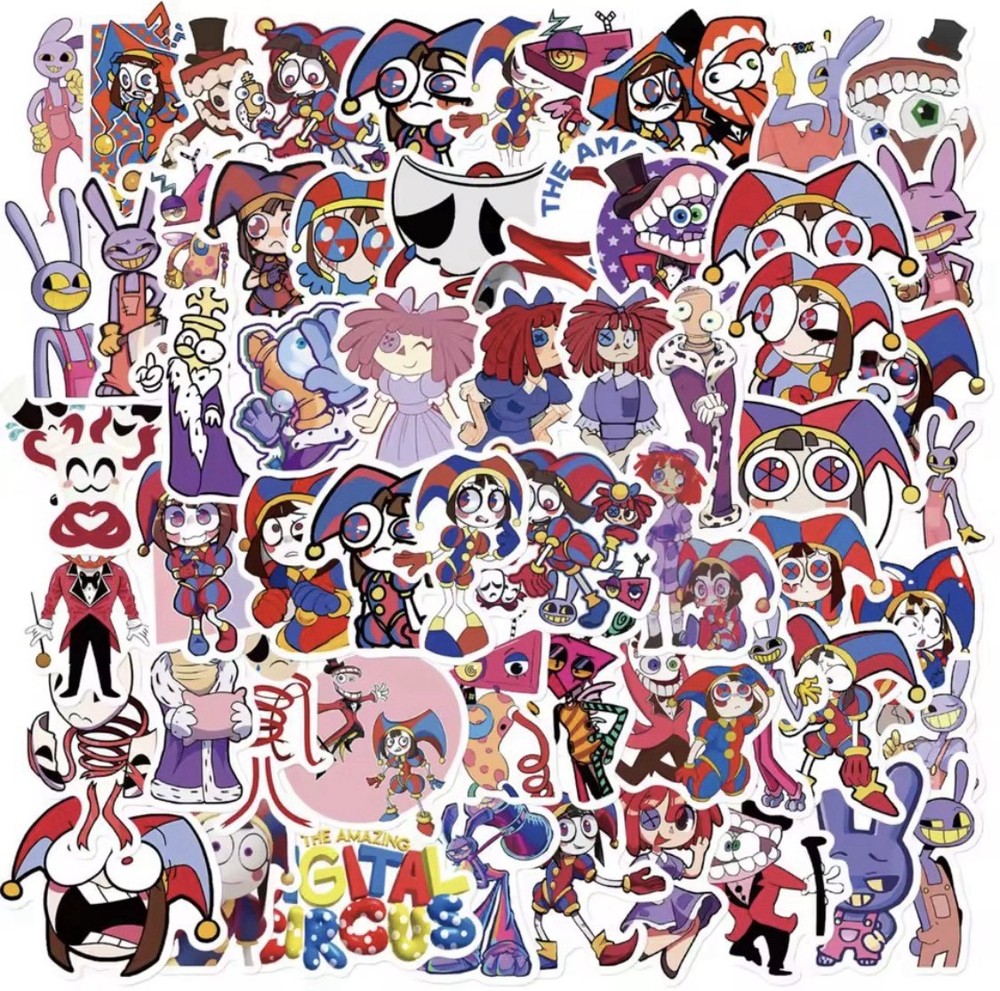 50 Piece Mix Lot 2” The Amazing Digital Circus Stickers Decals, Halloween Mix