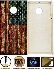 Cornhole Mountainous Rocky Landscape Boards BEANBAG TOSS GAME w Bags Set