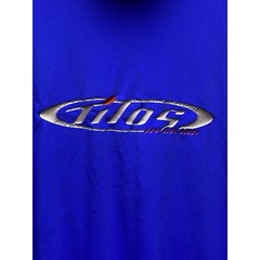 Tilos Shirt Mens Medium Racing Color Block Performance Short Sleeve Blue