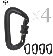 Heavy Duty 4 Pack 12 KN D-Shaped Locking Carabiners Clip Aviation Aluminum