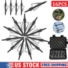 16Pcs Archery Broadheads 3Blade 100Grain Hunting Crossbow Compound Bow Arrow Tip