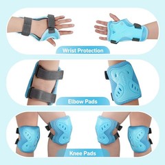 6 in 1 Kids 3-10 Years Knee Elbow Pads Protective Gear Set for Skating Cycling B