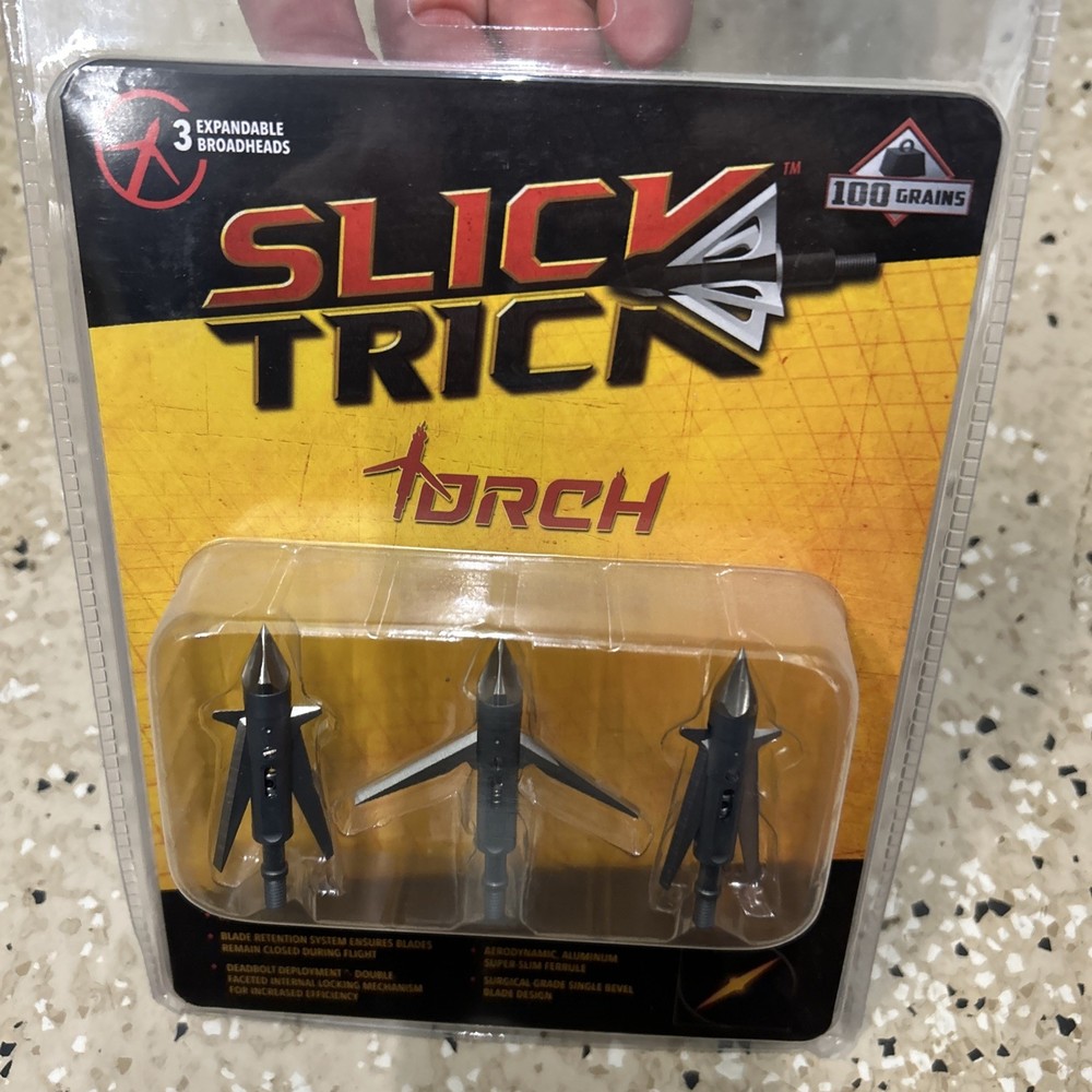 Slick Trick Torch Expadable Broadheads 100 grain 2» Cutting Silver New