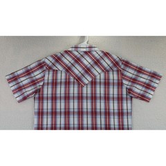 Wrangler Mens Short Sleeve Plaid Snap Button Western Shirt Red Blue