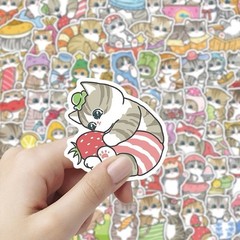 10Pcs Random Cute Meme Cartoon Cats Kitty Kawaii Cat Waterproof Decals Stickers