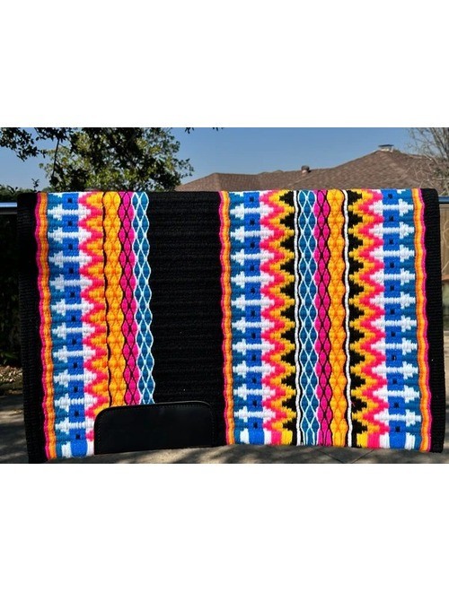 Western Wool Saddle Blanket Multicolor Red Blue Orange |Show Riding Blanket