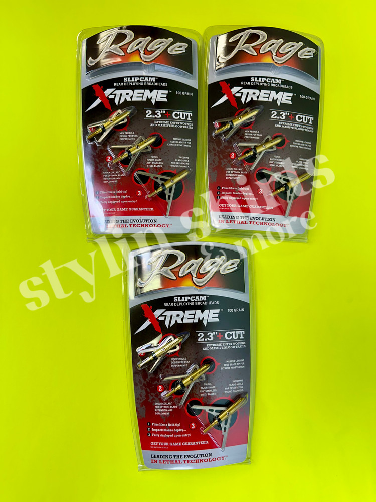 THREE RAGE Slipcam X-TREME extreme mechanical 2 blade broadhead 100 grain 2.3″