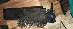 Black Leather Fringe Chaps Full Leg Great Condition