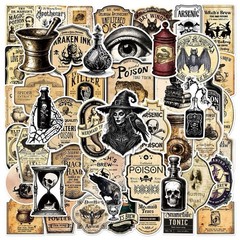 25Pcs Random Retro Gothic Witch Potion Bottle Occult Magic Symbol Stickers