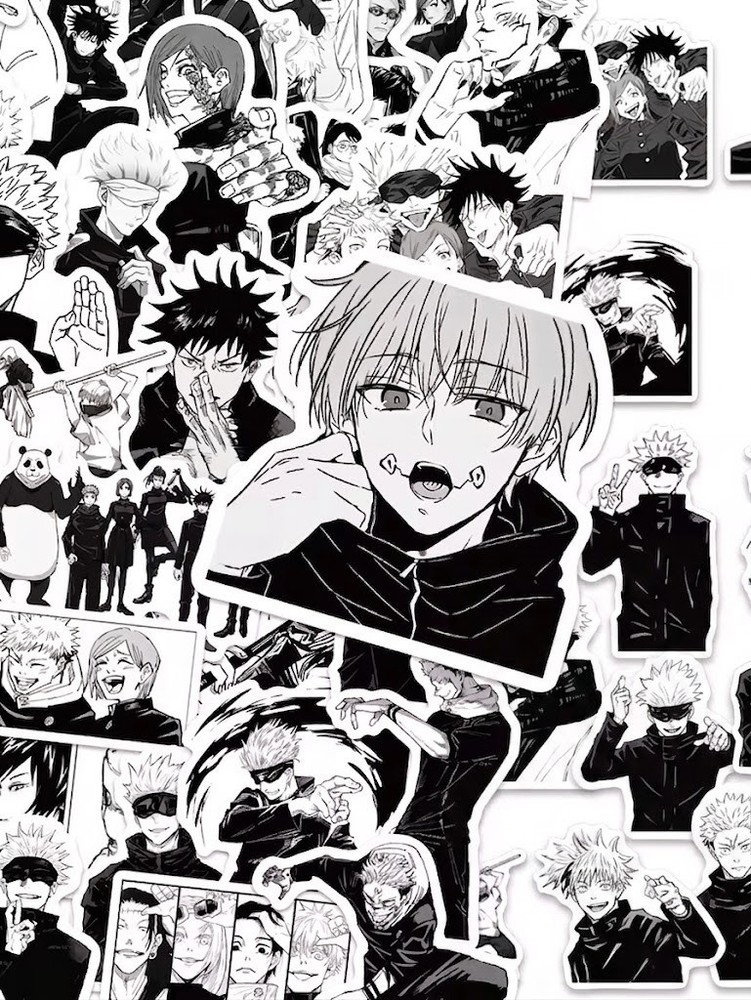 50pcs Black White Jujutsu Kaisen Anime Stickers Free shipping with tracking