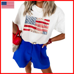 Selink Womens Summer Short Sleeve Tops Sequin Presidents Day Printed T Shirts