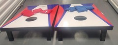 Amazon Basics Cornhole Set,, Cornhole Game, Bag Toss Game, 8 Red/Blue Bags