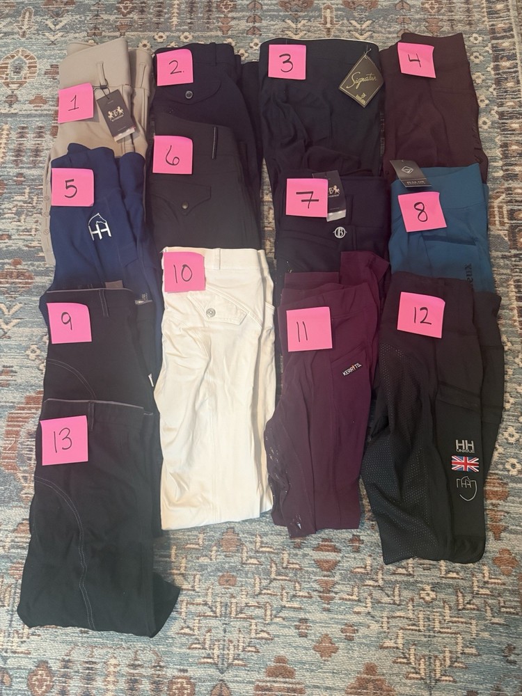 Lot of 13 Ladies Riding Breeches & Tights