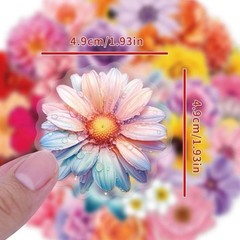 30Pcs Random PET Transparent Colorful Flower Natural Plants Floral Stickers