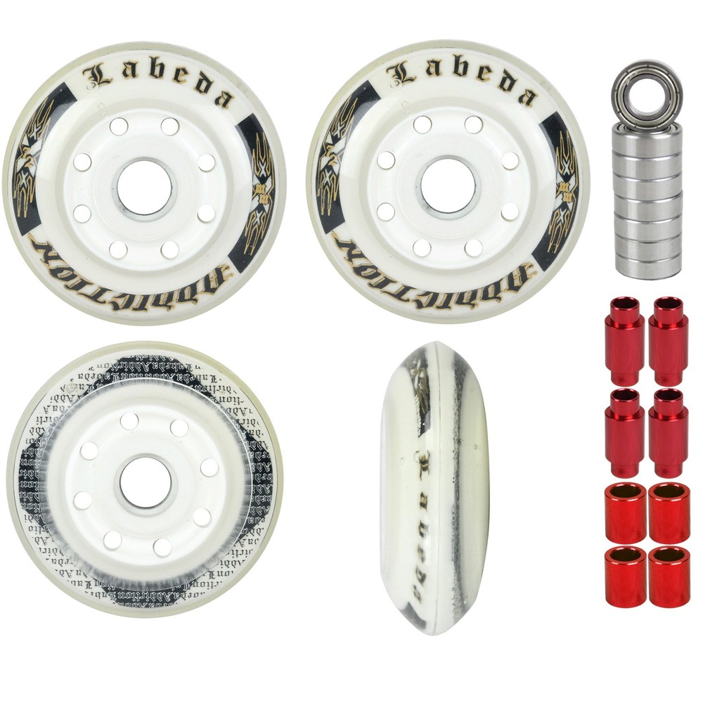 Labeda Addiction Wheels 72mm Roller Hockey 4-Pack with MICRO Bearings / Spacers