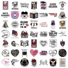 20Pcs Random Gothic Punk Dark Red Romance Skull Book Bookish Reading Stickers